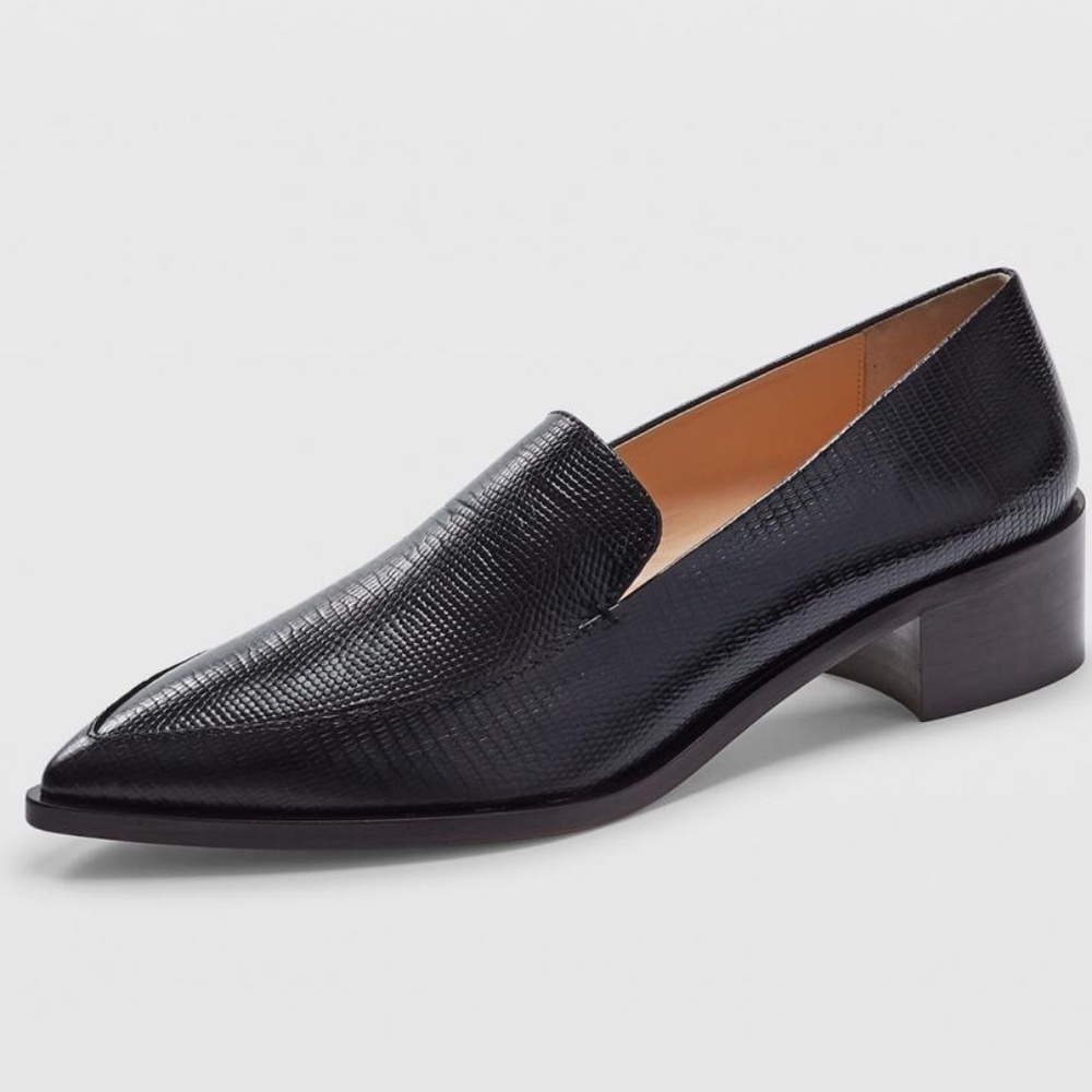 Alexia Liizard-Embossed Patent Loafers - Brand New - WORN 1X ON RUNWAY* - Black